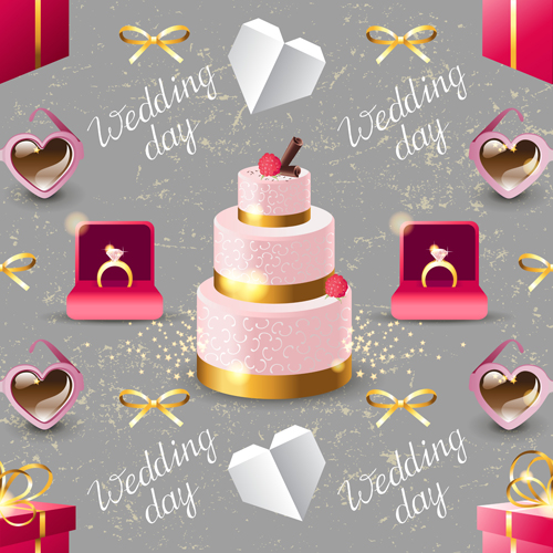Wedding elements ornaments pattern seamless vector 01