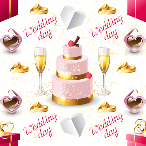 Wedding elements ornaments pattern seamless vector 03