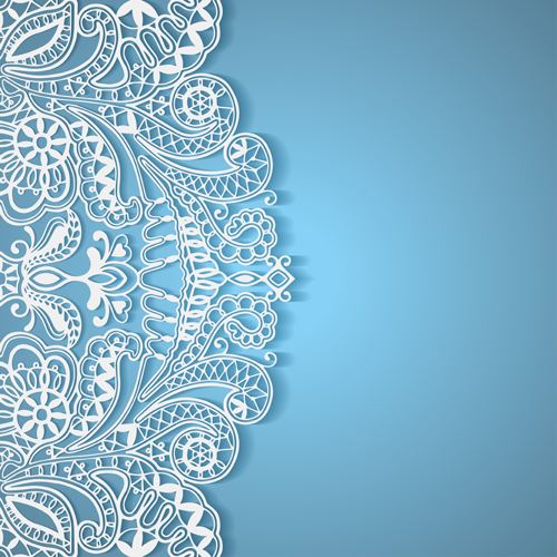 White lace with colored background vector set 04