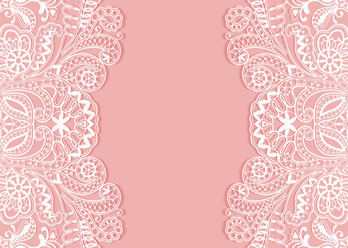 White lace with colored background vector set 05