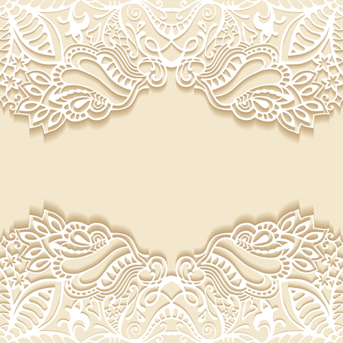 White lace with colored background vector set 06