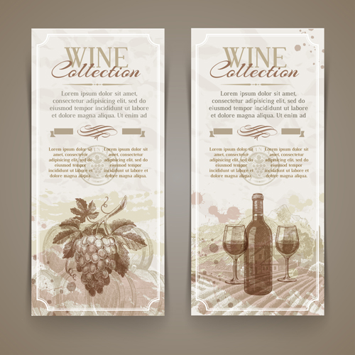Retro grapes banner design vector 03