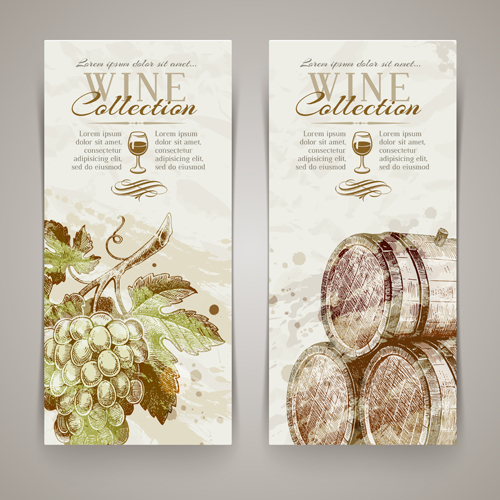 Retro grapes banner design vector 05
