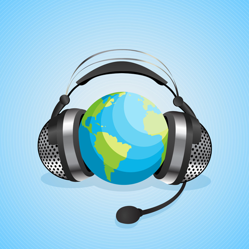 Elements of headphones vector set 02