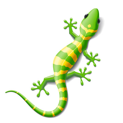 Set of vivid Cute Chameleon vector 01