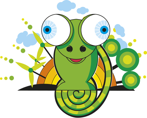 Set of vivid Cute Chameleon vector 05