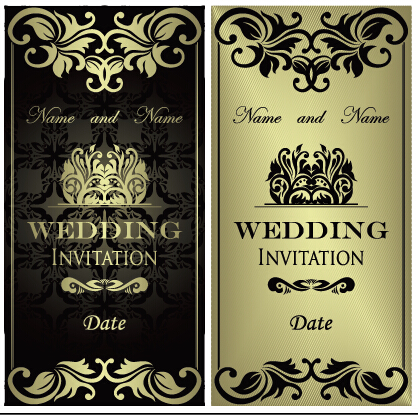 luxurious floral wedding invitations vector design 03