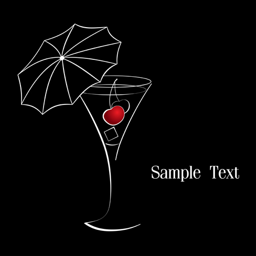 Delicate Martini glass vector 01