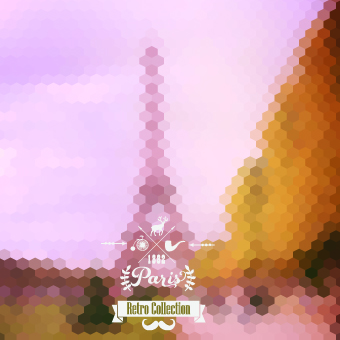 Scenery mosaic effect background vector 02