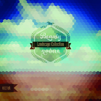 Scenery mosaic effect background vector 03