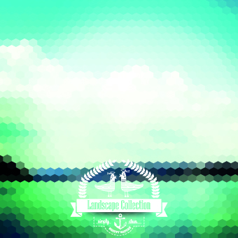 Scenery mosaic effect background vector 05
