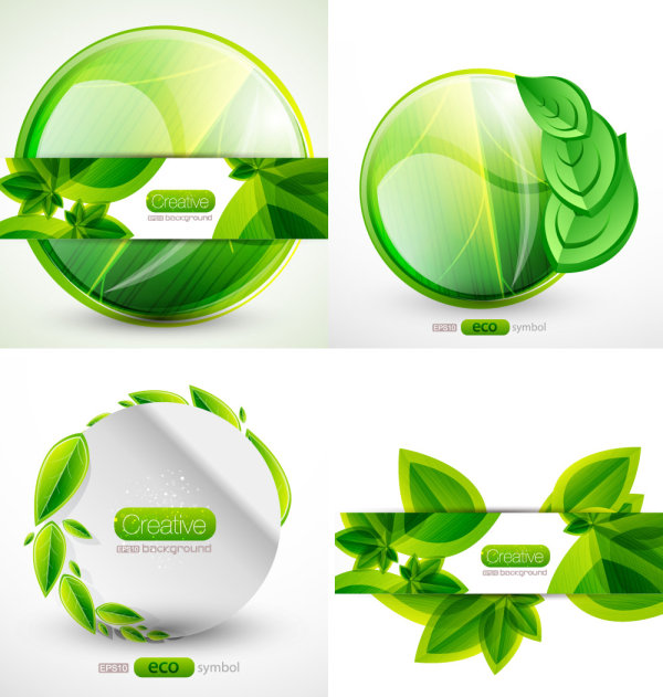 free vector  Green leaf label 