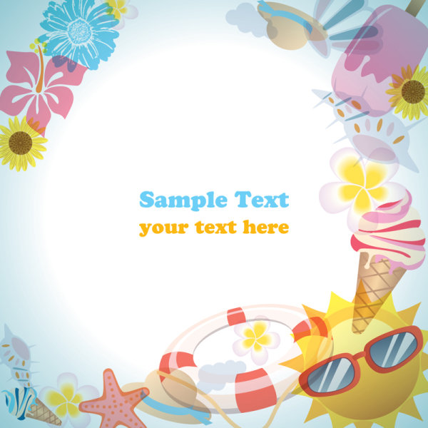 cartoon Summer elements vector 04