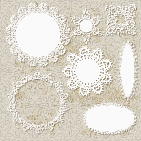 Hollow floral Ornaments and lace vector 01