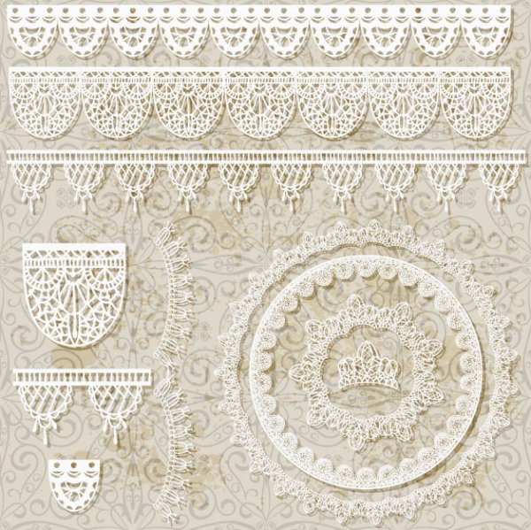 Hollow floral Ornaments and lace vector 02