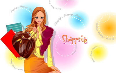 girls shopping set 146 vector