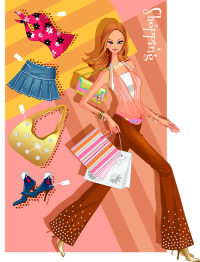 girls shopping set 145 vector