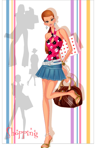 girls shopping set 143 vector
