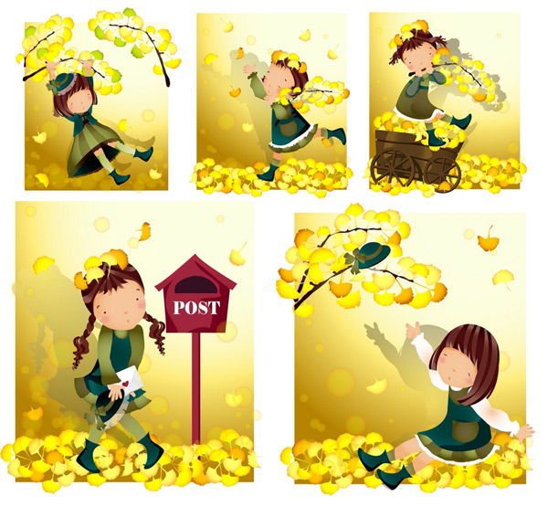 yellow leaves in girl 