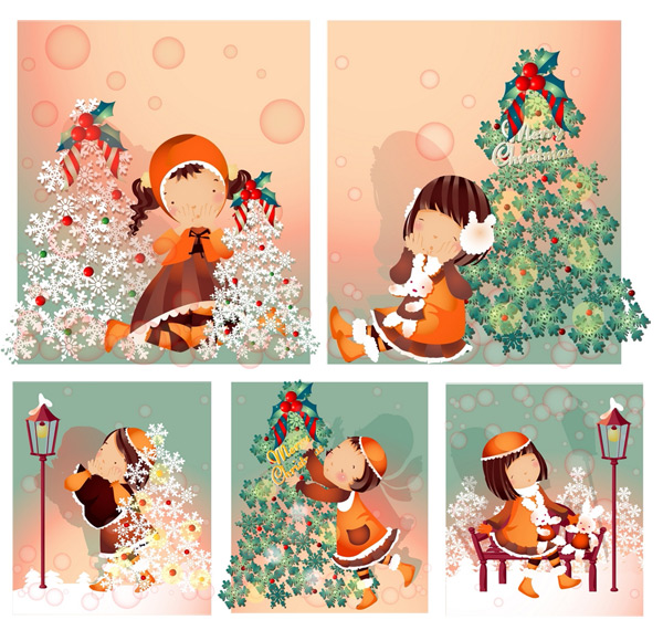 Girl Christmas style 3 Vector