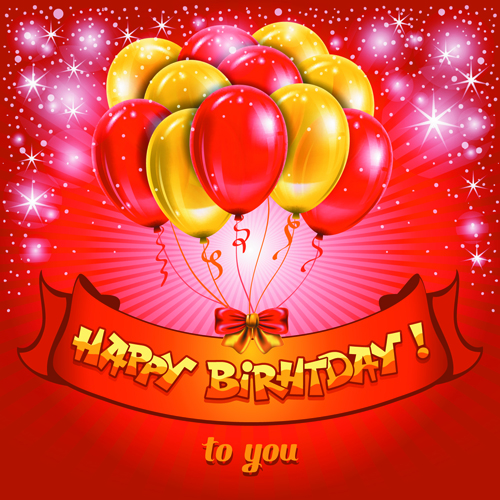 Happy Birthday Colorful Balloons background set 02