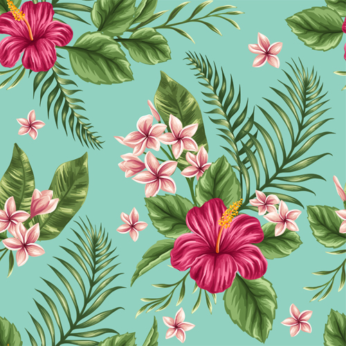 Beautiful flower seamless patterns retro vector set 06