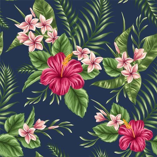 Beautiful flower seamless patterns retro vector set 08