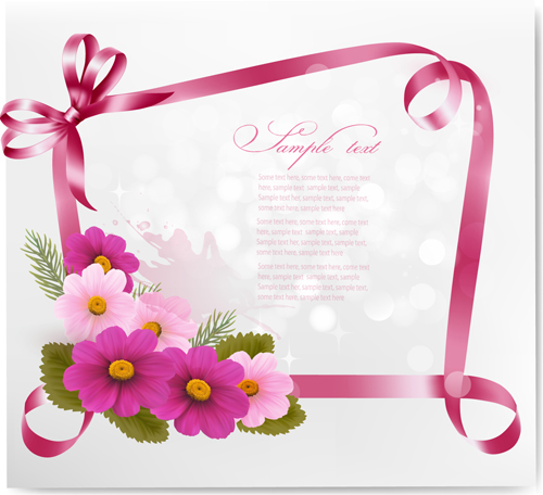 ribbon frames flower card beautiful 