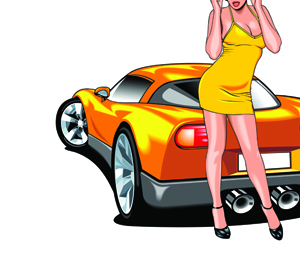 Racing bike with girl vector 04