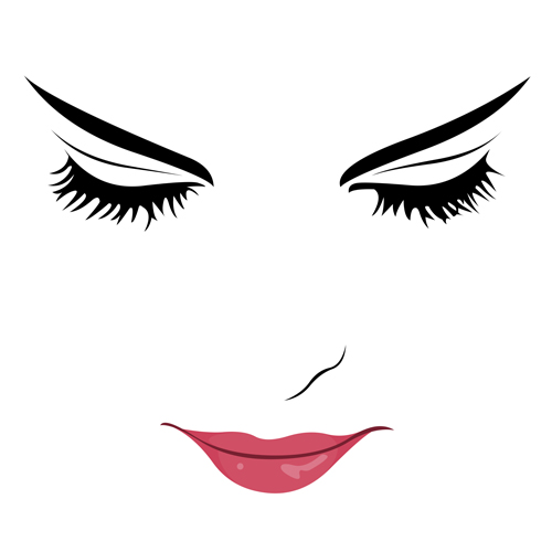 Beautiful girl face design vector set 02