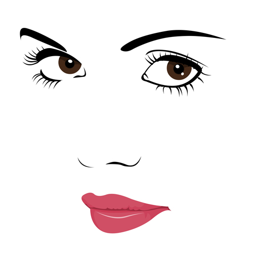 Beautiful girl face design vector set 03