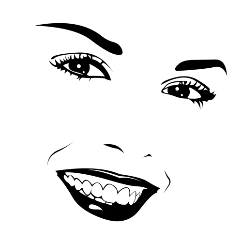 Beautiful girl face design vector set 10