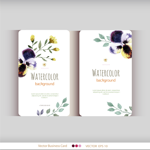 watercolor flower card business cards 