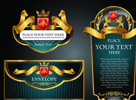 luxurious Black and gold labels vector 03