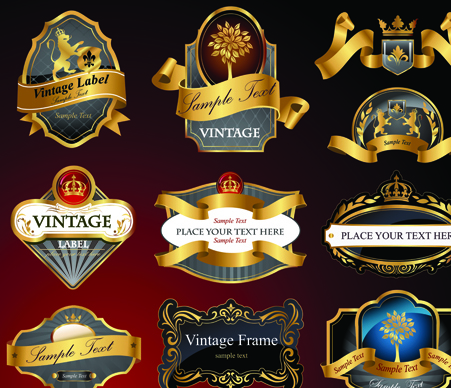 luxurious Black and gold labels vector 05