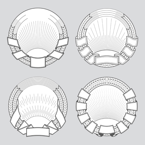 Blank laurel wreath labels vintage vector 05