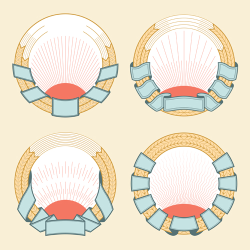 Blank laurel wreath labels vintage vector 06