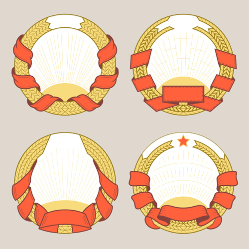 Blank laurel wreath labels vintage vector 07