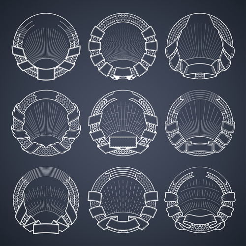 Blank laurel wreath labels vintage vector 09
