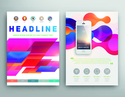 Brochure and flyer two cover design vector 06