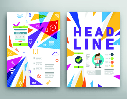 Brochure and flyer two cover design vector 14