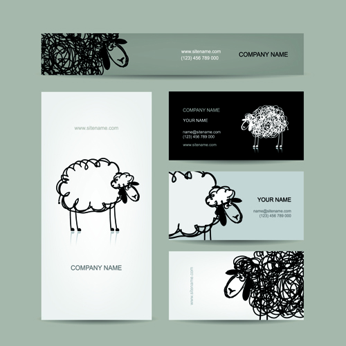 Business cards with banner design vector 01