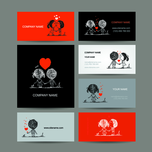 Business cards with banner design vector 04