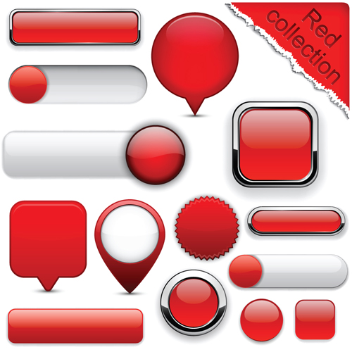Set of Web Glass Buttons mix vector 02