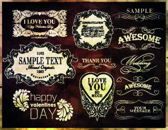 Vintage calligraphic design elements vector set 04