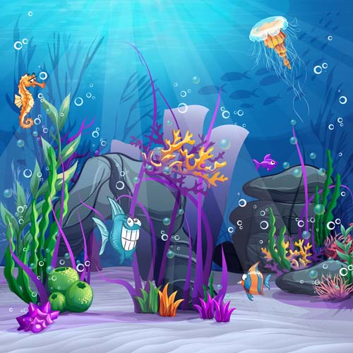 Cartoon underwater world beautiful vector 06 Cartoon underwater world beautiful vector 06