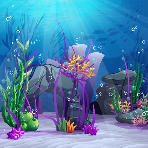 Cartoon underwater world beautiful vector 07 Cartoon underwater world beautiful vector 07