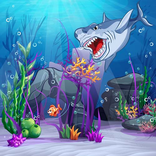Cartoon underwater world beautiful vector 08 Cartoon underwater world beautiful vector 08