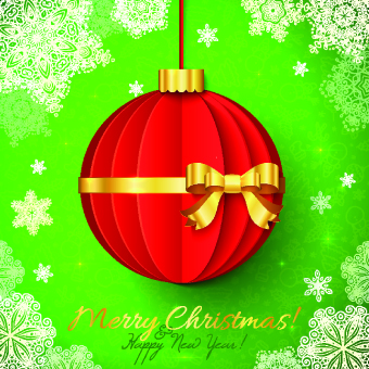 Paper Christmas ball vector backgroun 05