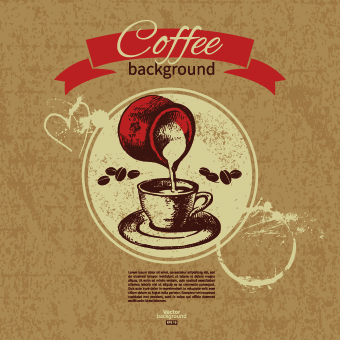 Coffee background retro design vector 02